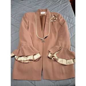 Promise New York Tan Floral Ruffled Sleeves Blazer sz 22